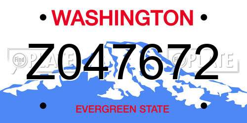 Z047672 Washington License Plate
