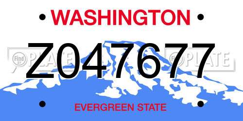 Z047677 Washington License Plate
