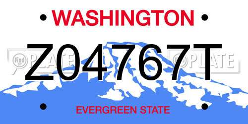 Z04767T Washington License Plate