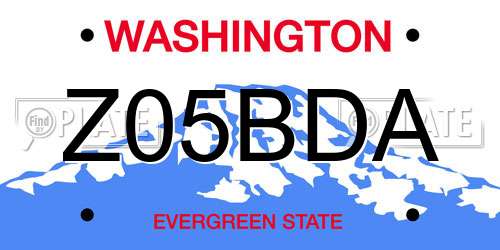 Z05BDA Washington License Plate