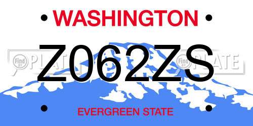 Z062ZS Washington License Plate