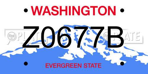 Z0677B Washington License Plate