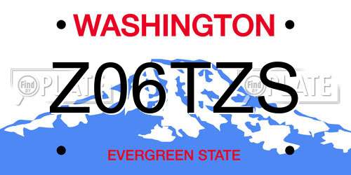 Z06TZS Washington License Plate