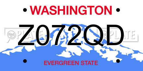 Z072QD Washington License Plate