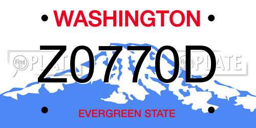 Z0770D Washington License Plate