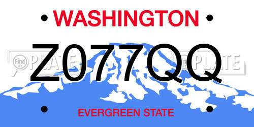 Z077QQ Washington License Plate