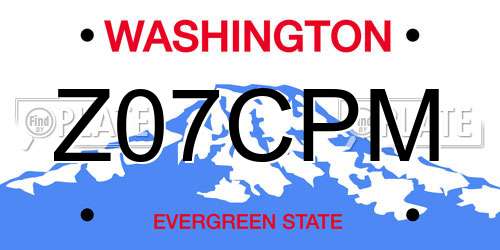 Z07CPM Washington License Plate