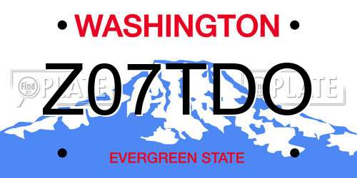 Z07TDO Washington License Plate