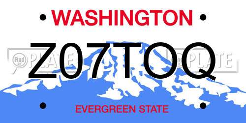 Z07TOQ Washington License Plate