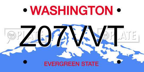 Z07VVT Washington License Plate