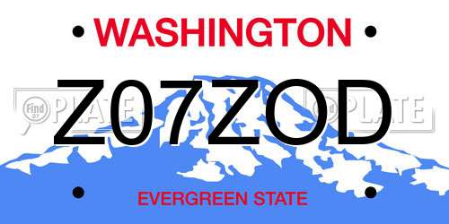 Z07ZOD Washington License Plate