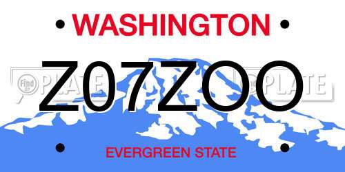 Z07ZOO Washington License Plate