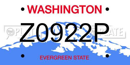 Z0922P Washington License Plate