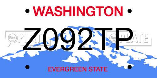 Z092TP Washington License Plate