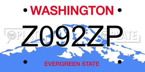 Z092ZP Washington License Plate