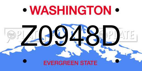 Z0948D Washington License Plate