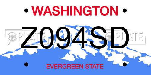Z094SD Washington License Plate