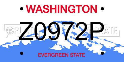 Z0972P Washington License Plate