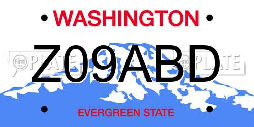Z09ABD Washington License Plate