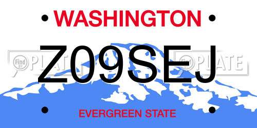 Z09SEJ Washington License Plate