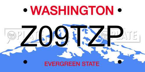 Z09TZP Washington License Plate