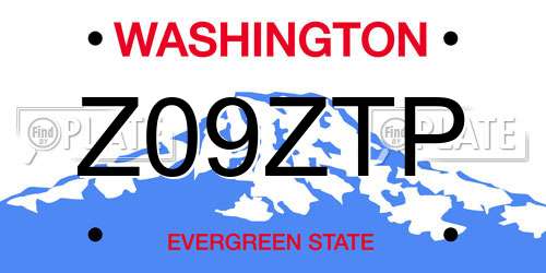 Z09ZTP Washington License Plate