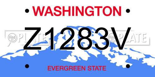 Z1283V Washington License Plate