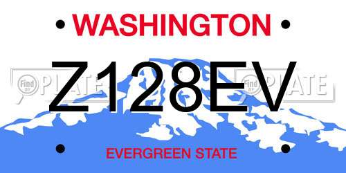 Z128EV Washington License Plate