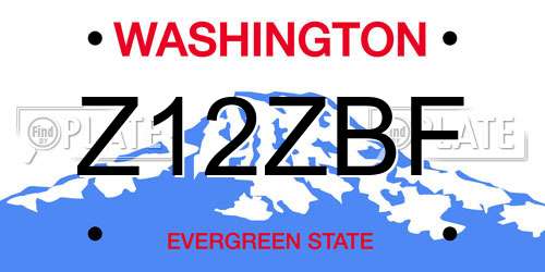 Z12ZBF Washington License Plate