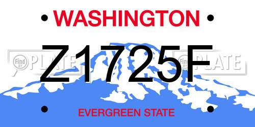 Z1725F Washington License Plate