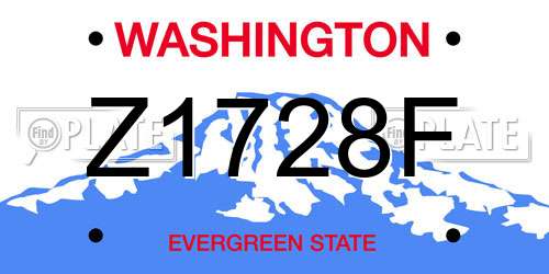 Z1728F Washington License Plate