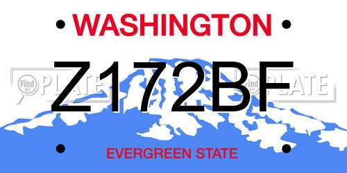 Z172BF Washington License Plate