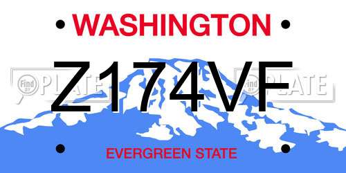 Z174VF Washington License Plate