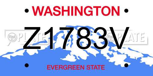 Z1783V Washington License Plate