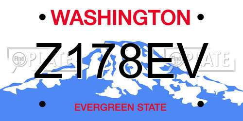 Z178EV Washington License Plate