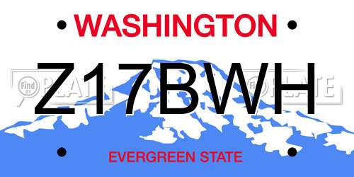 Z17BWH Washington License Plate