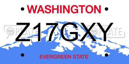 Z17GXY Washington License Plate