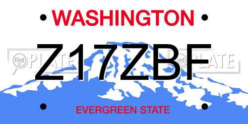 Z17ZBF Washington License Plate