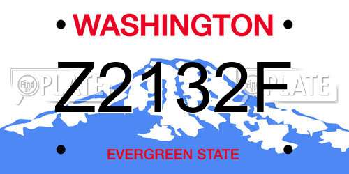 Z2132F Washington License Plate