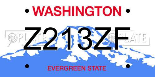 Z213ZF Washington License Plate