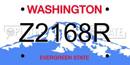 Z2168R Washington License Plate