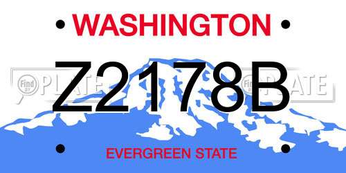 Z2178B Washington License Plate