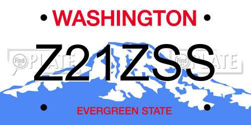 Z21ZSS Washington License Plate