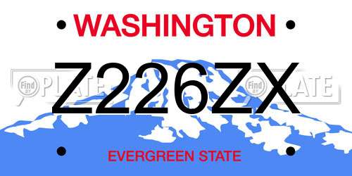 Z226ZX Washington License Plate