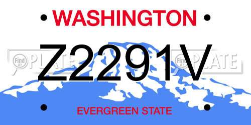 Z2291V Washington License Plate