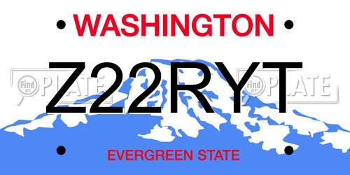 Z22RYT Washington License Plate