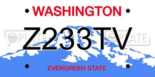 Z233TV Washington License Plate