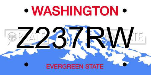 Z237RW Washington License Plate