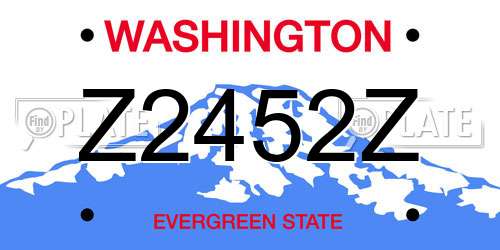 Z2452Z Washington License Plate