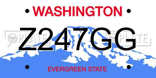 Z247GG Washington License Plate